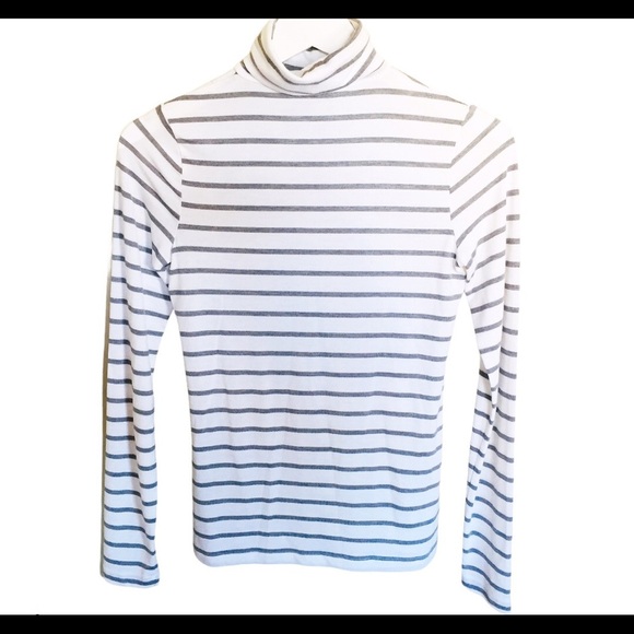 BANANA REPUBLIC Threadsoft Stripe Turtleneck Top With Long Sleeves Ivory Size XS - Picture 3 of 14